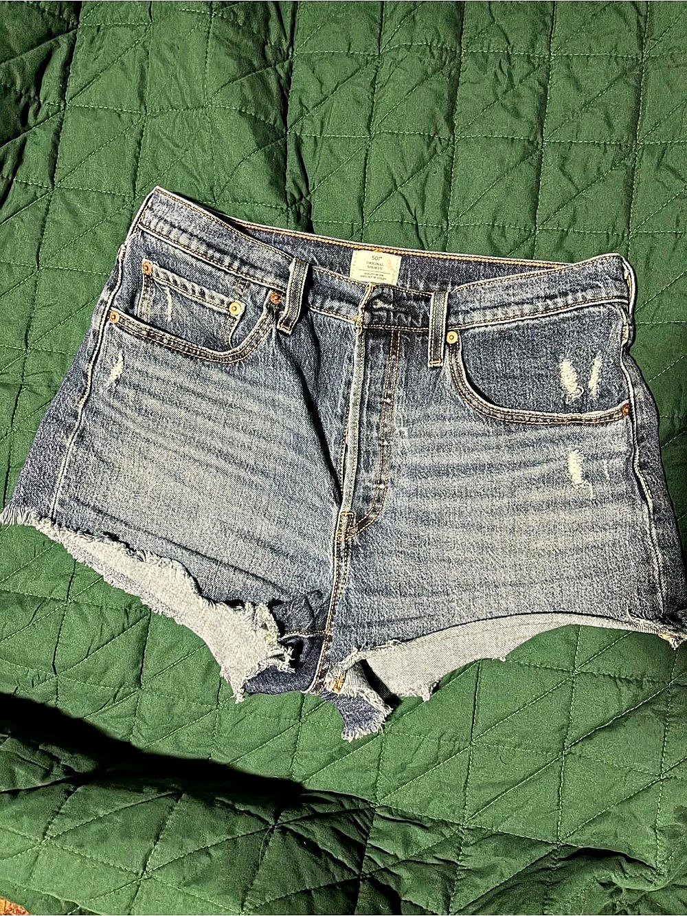 Levi's 501 Original Shorts Distressed Denim Shorts in Blue Waist 30